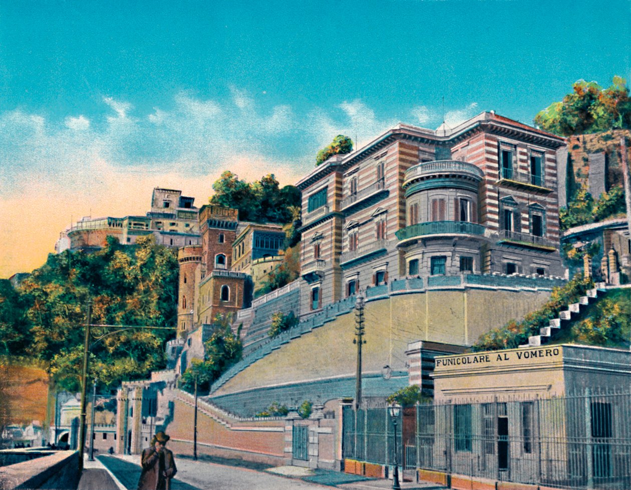 Nápoly - Corso Vittorio Emanuele, Hotel Bertolini és Vomero sikló, c1900. alkotó: Unbekannt