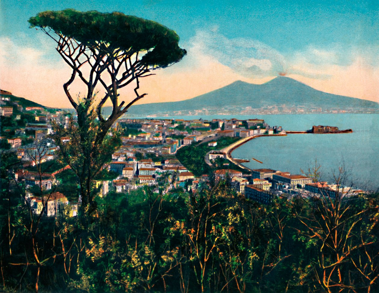 Nápoly – Panoráma Vergilius sírjából, Vergilius sírja, 1900. alkotó: Unbekannt