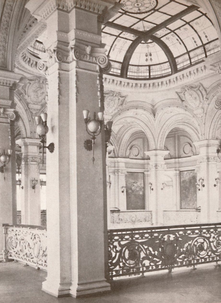 Nemzeti Könyvtár: a nyilvános olvasóteremre néző karzat sarka, 1914 alkotó: Unbekannt