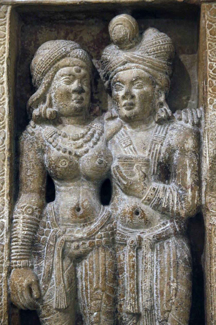 Indiai Nemzeti Múzeum, Delhi. Szerelmes pár. Sunga. 2. század. Amin, Haryana. Kő. Részlet. India. alkotó: Unbekannt