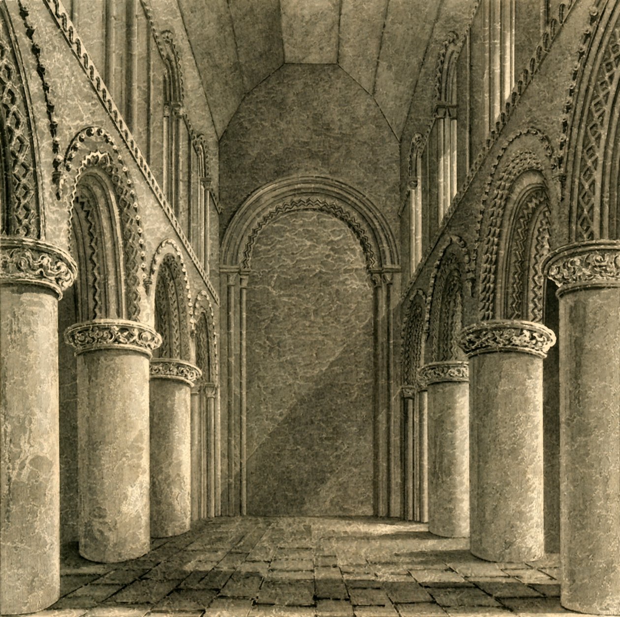 Steyning templom hajója, 1835. alkotó: Unbekannt
