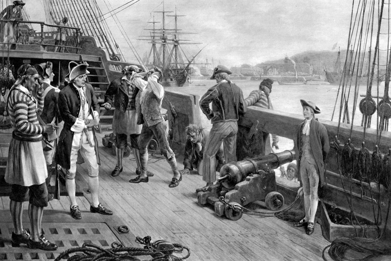 Nelsons First Footing in the Navy, Chatham, 1771 alkotó: Unbekannt
