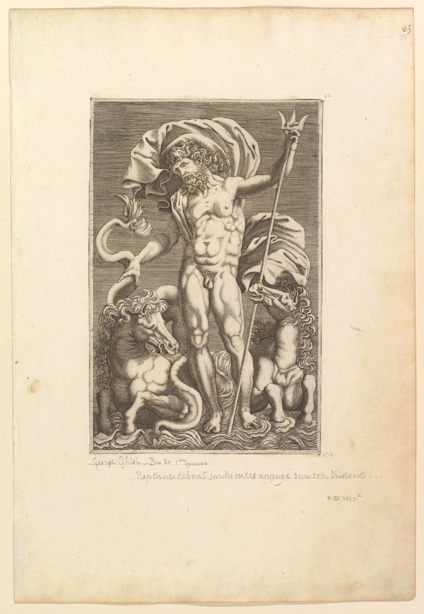Neptunusz két tengeri ló között, kb. 1560-80. alkotó: Unbekannt