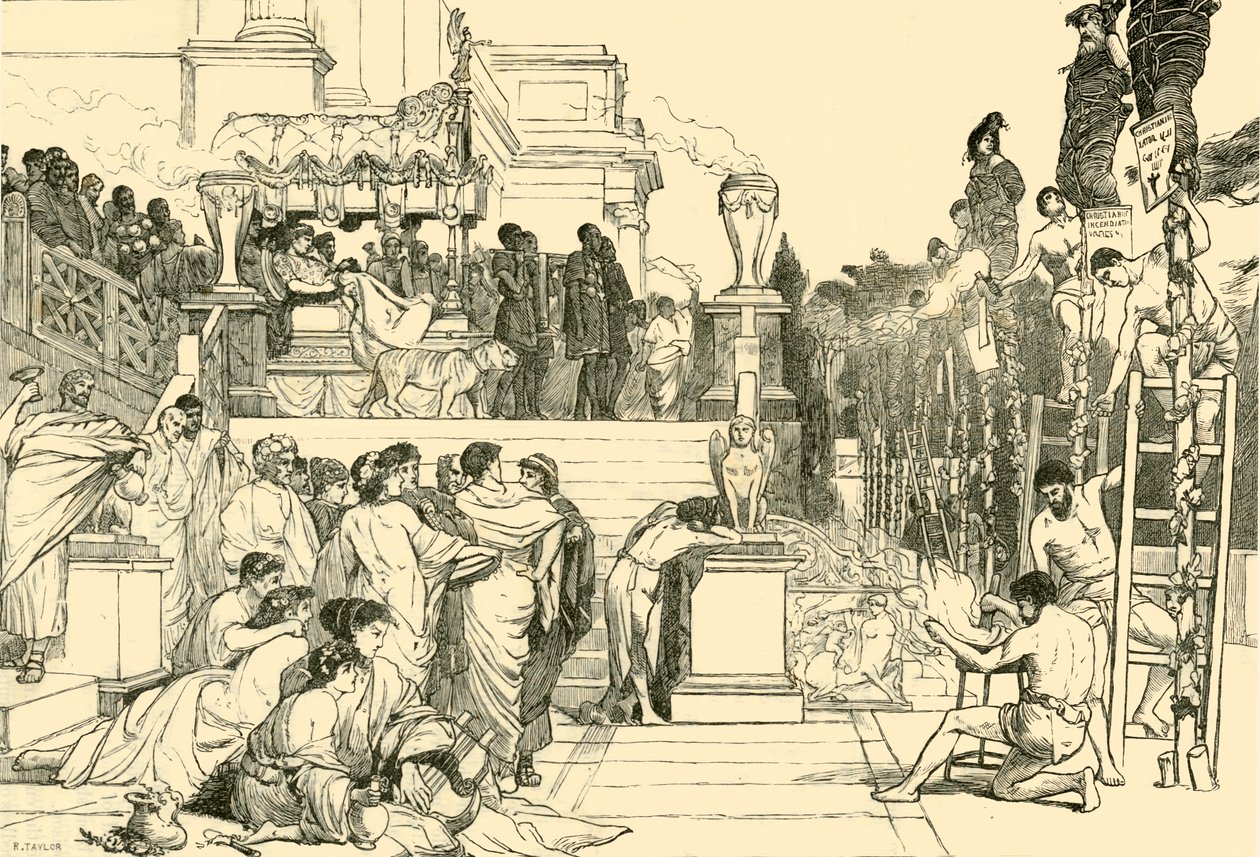 Neros fáklyák – Keresztények égetése Rómában, 1890. alkotó: Unbekannt