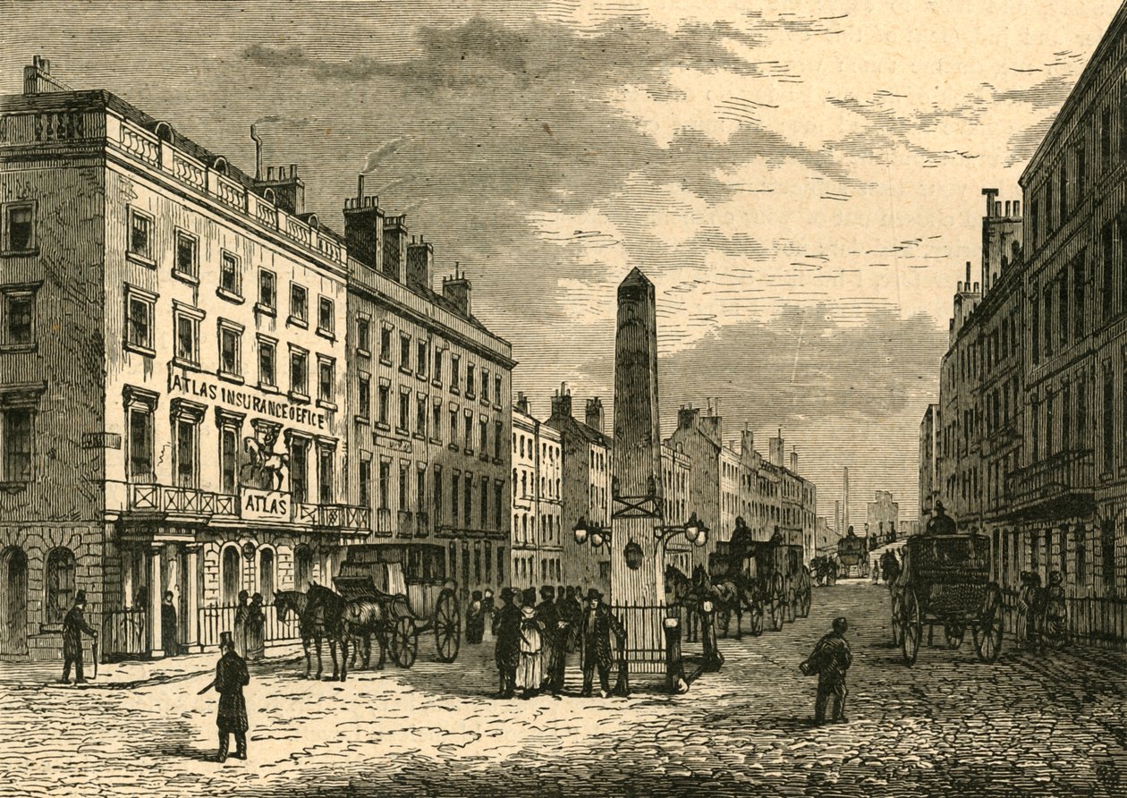 Az Új Híd utca és az Obeliszk 1755-ben, 1897-ben. alkotó: Unbekannt