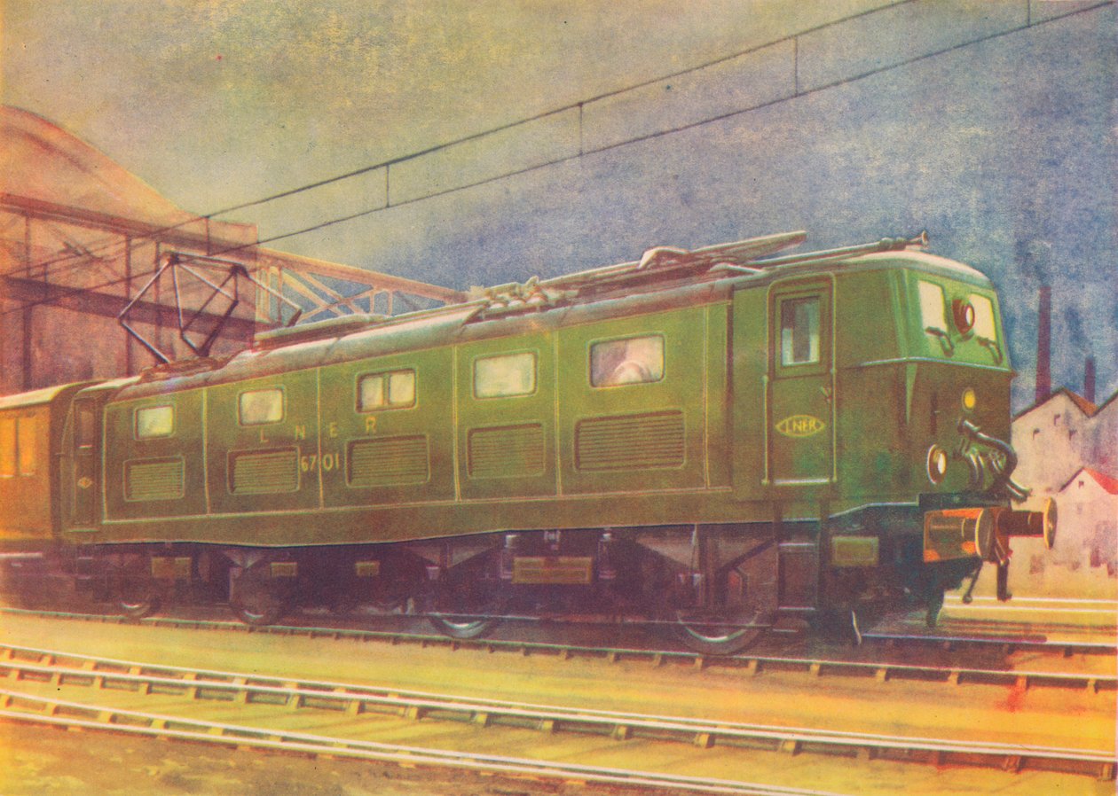Új elektromos mozdony, L.N.E.R., elhagyja a Manchester London Road pályaudvart, 1940 alkotó: Unbekannt