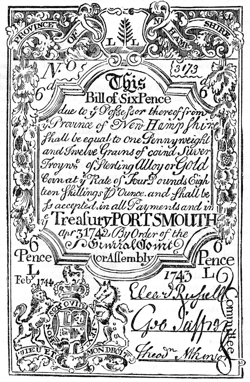 New England papírpénz, 1743 c1880 alkotó: Unbekannt