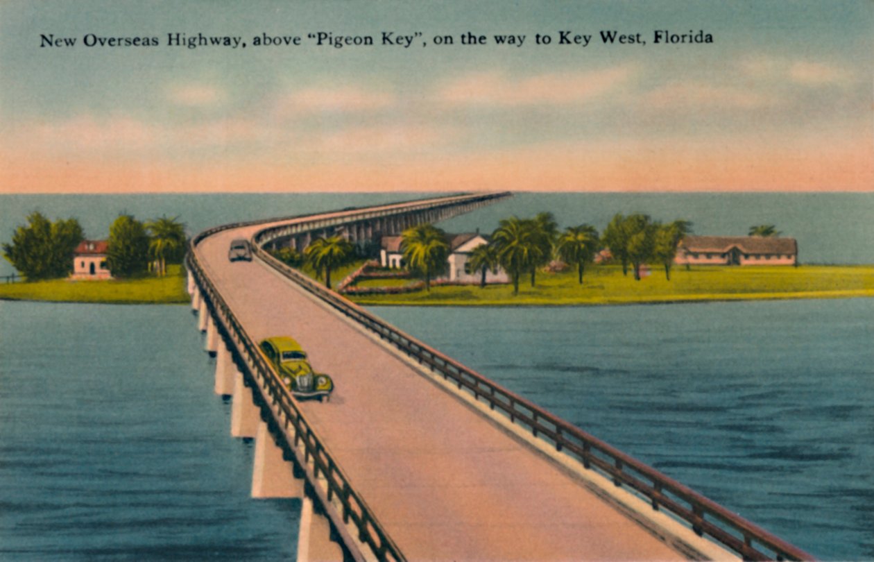 New Overseas Highway, Pigeon Key felett, Key Westbe, Floridába, 1940-es évek alkotó: Unbekannt