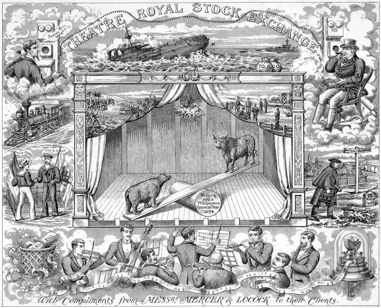 Mercer Locock tőzsdeügynökök újévi üdvözlete ügyfeleiknek, 1894 alkotó: Unbekannt