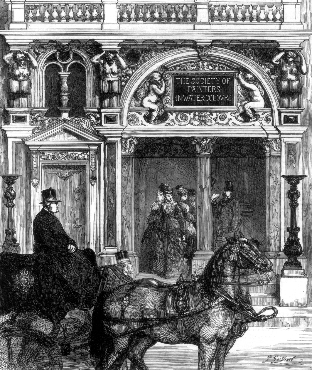 Új bejárat a Painters Társaság galériájába, Pall Mall East, London, 1875 alkotó: Unbekannt