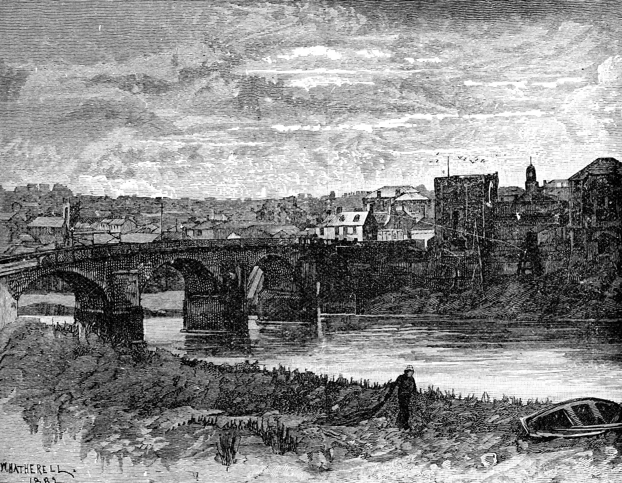 Newport Castle and Bridge, Newport, Wales, 1900 alkotó: Unbekannt