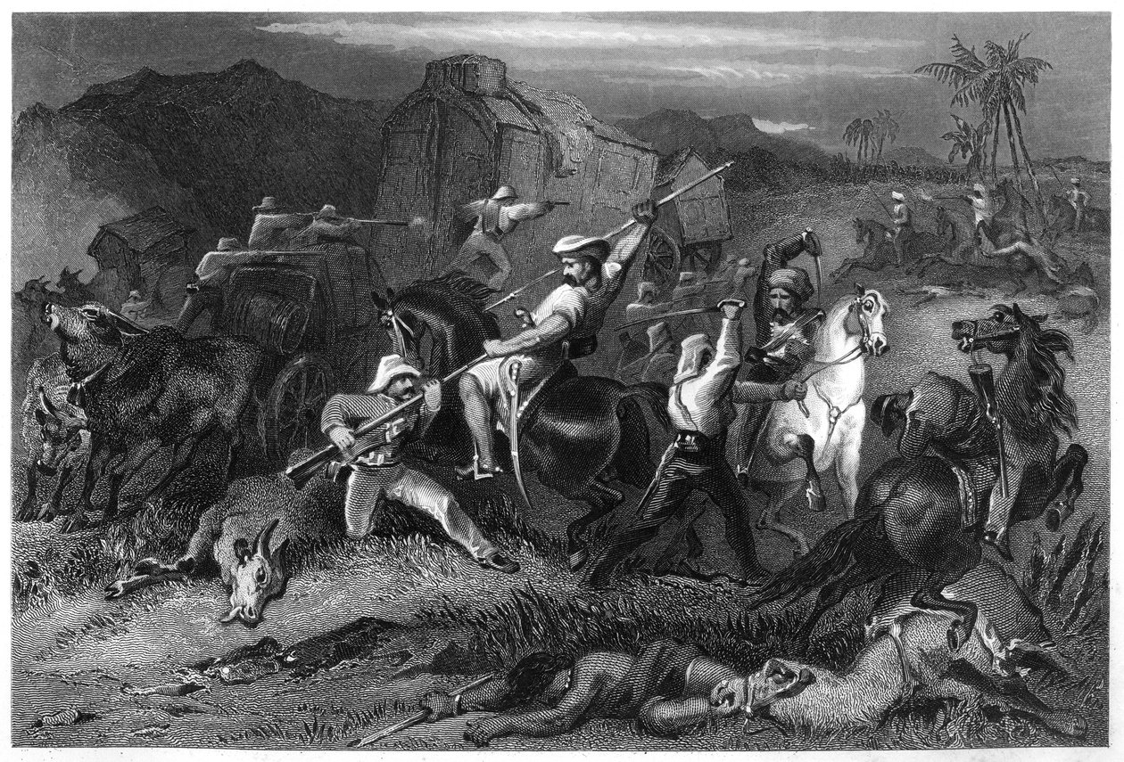 Éjszakai bevetés és támadás poggyászkocsik ellen, 1857, c1860 alkotó: Unbekannt