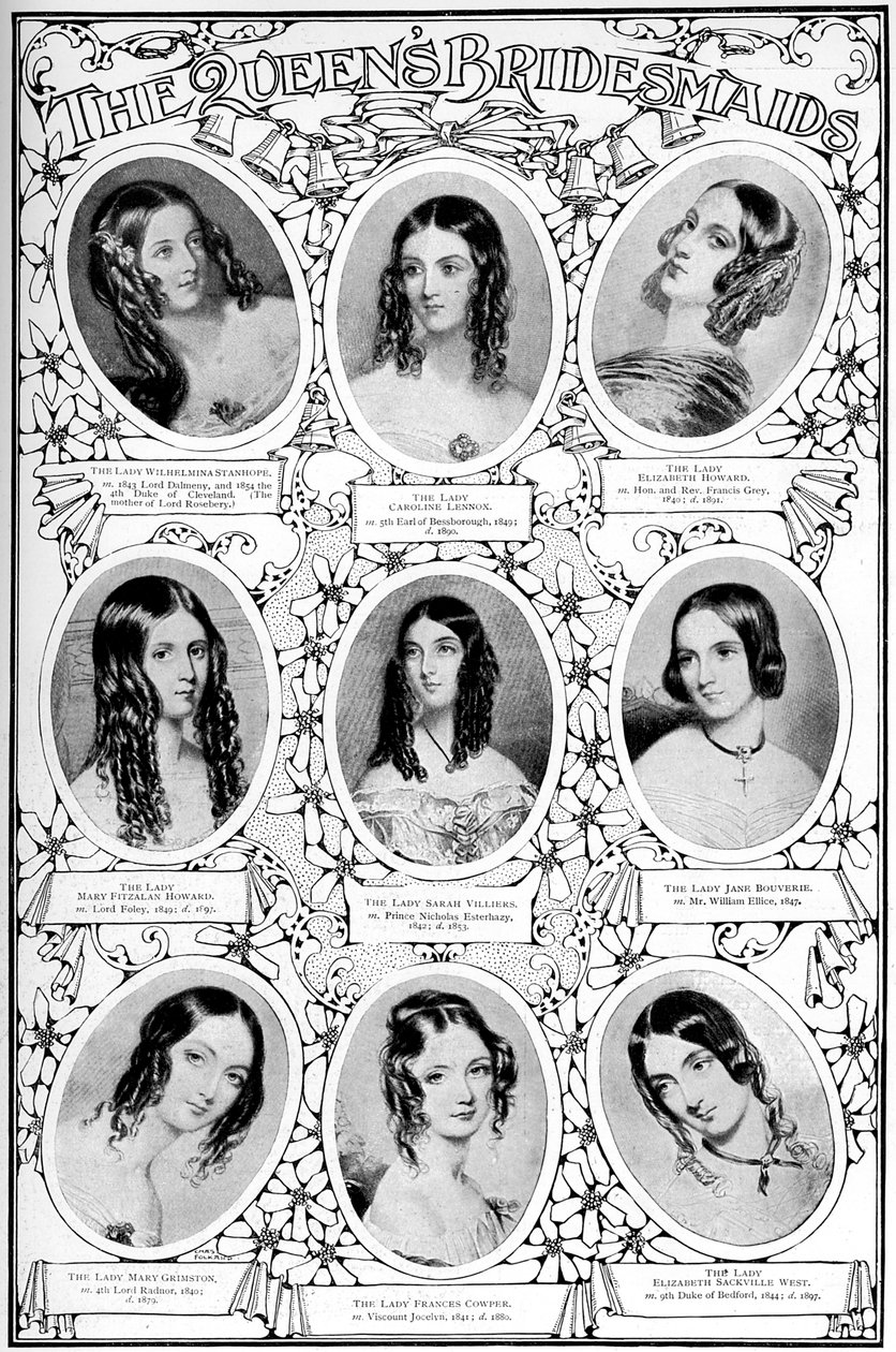 Viktória királynő kilenc koszorúslánya, 1840. február 10 alkotó: Unbekannt