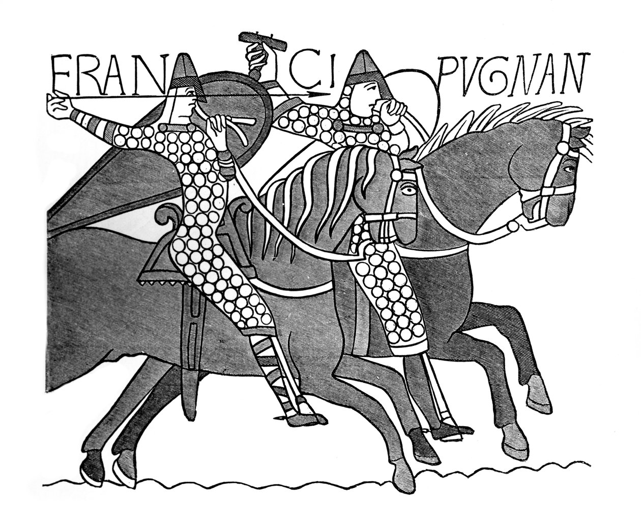 Norman lovagok, Bayeux gobelin, 1070-es évek, 1870 alkotó: Unbekannt