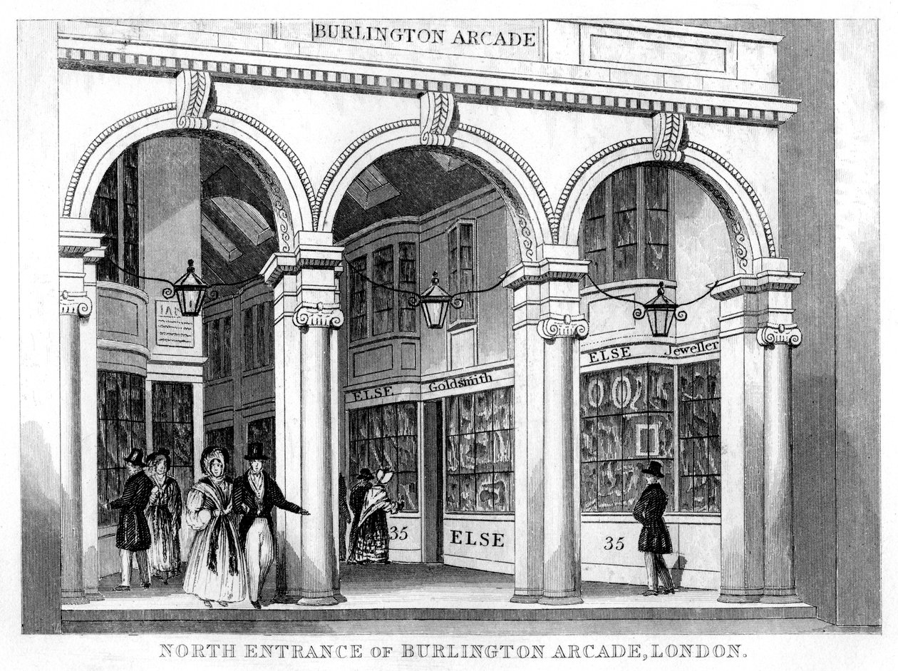 A Burlington Arcade északi bejárata, Westminster, London, 19. század alkotó: Unbekannt