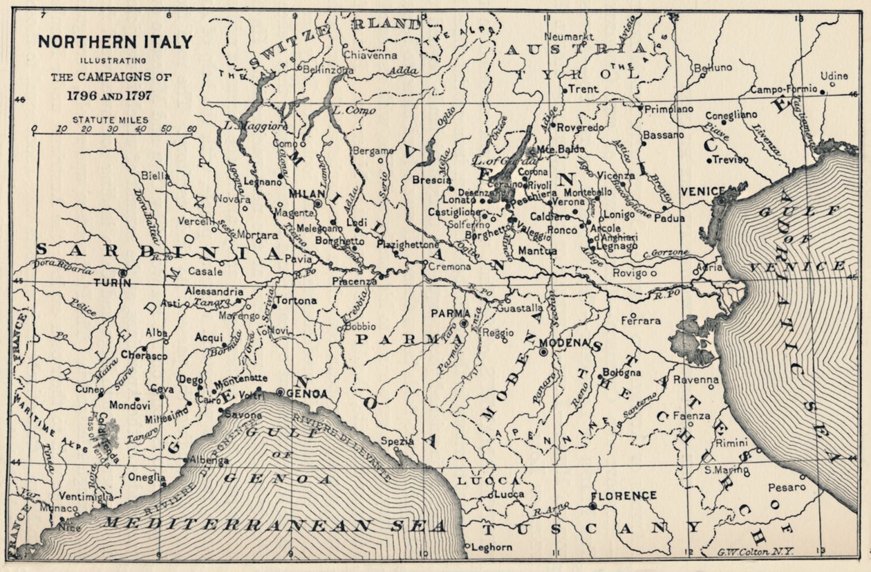 Észak-Olaszország - Az 1796-os és 1797-es, 1896-os hadjáratok szemléltetése alkotó: Unbekannt