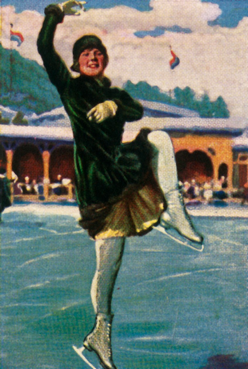 Sonja Henie norvég műkorcsolyázó és filmsztár, 1928. alkotó: Unbekannt