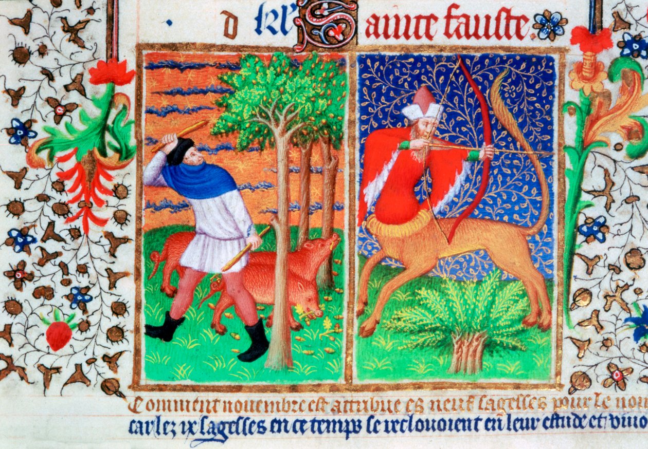 November: sertésetetés, és Nyilas, c1423 alkotó: Unbekannt