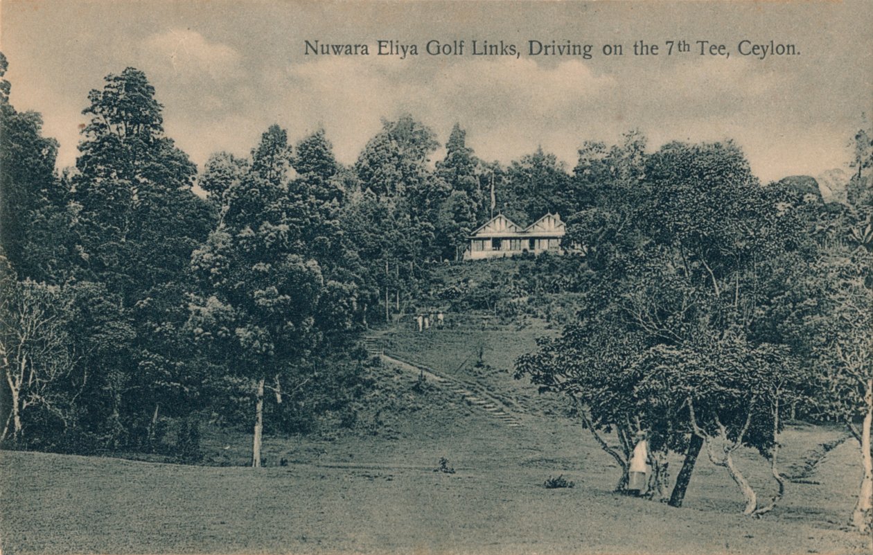 Nuwara Eliya Golf Links, vezetés a 7. pólón, Ceylon, c1900 alkotó: Unbekannt