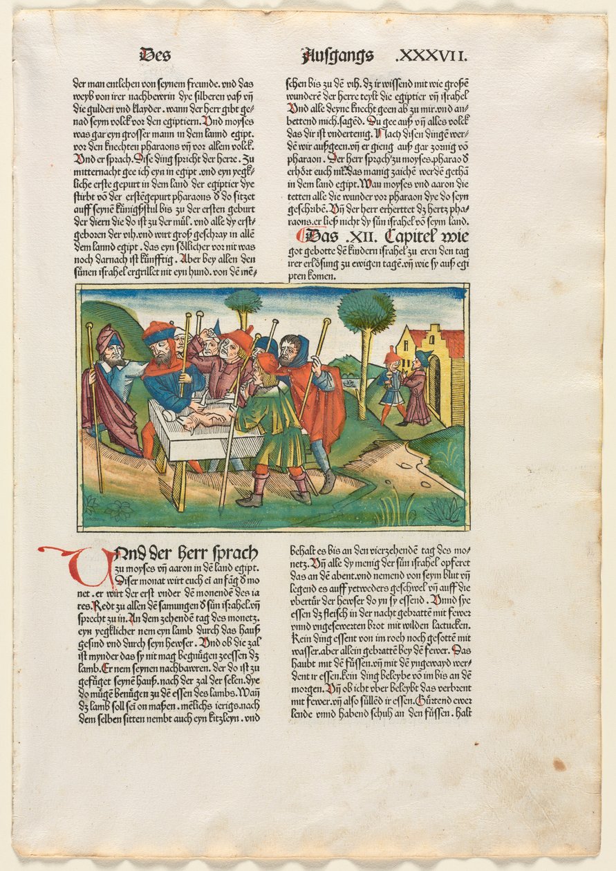 A húsvéti bárány felajánlása a német Bibliából, Anton Koberger, Nürnberg, 1483. alkotó: Unbekannt