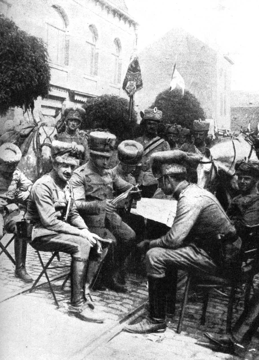 Tisztek a Huszároknál, Chaussee de Louvain, Brüsszel, Első világháború, 1914 alkotó: Unbekannt