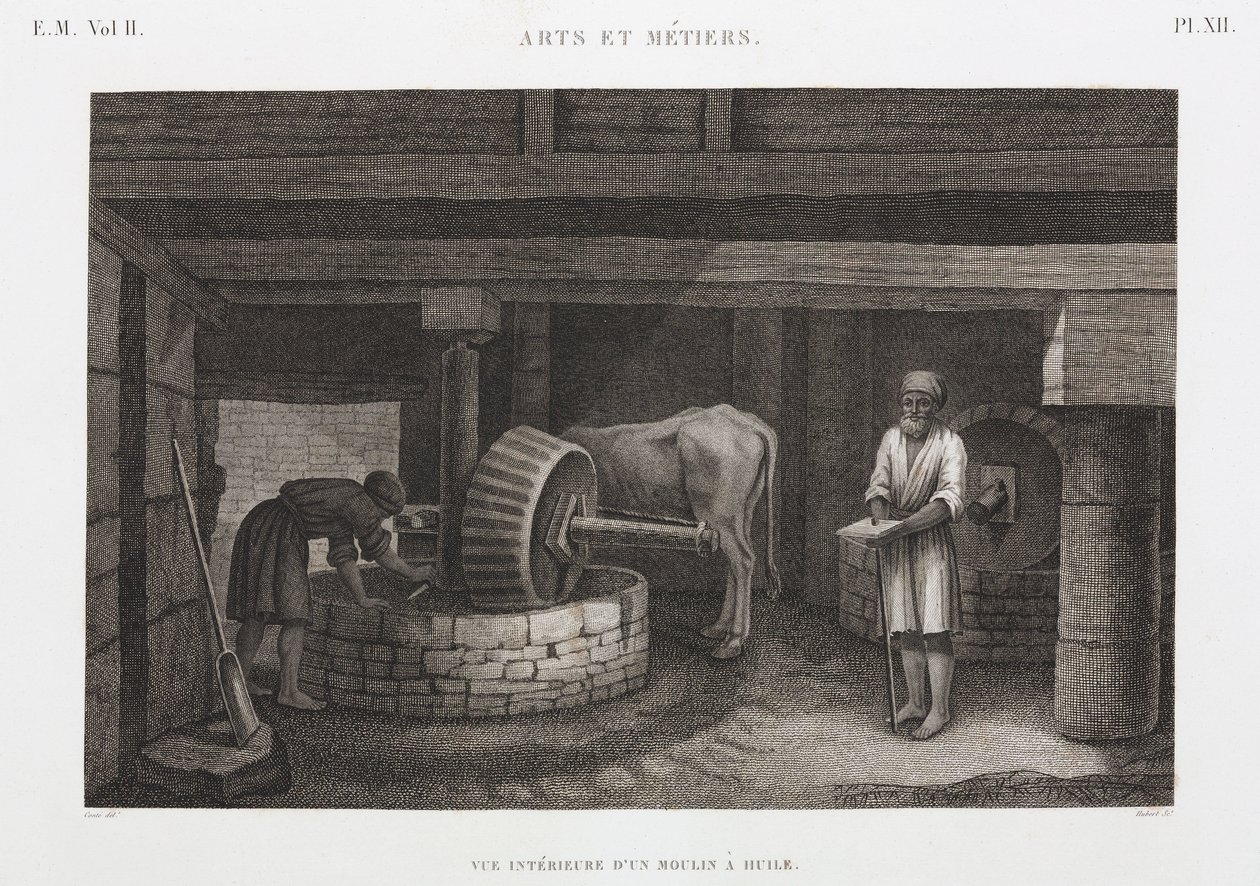 Olajok, zsírok és viaszok Olajmalom, Egyiptom, 1798 alkotó: Unbekannt