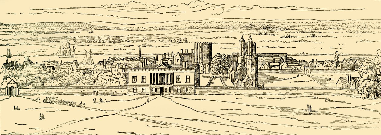 Régi kilátás a Greenwich-palotára. Hollar után, 1878. alkotó: Unbekannt