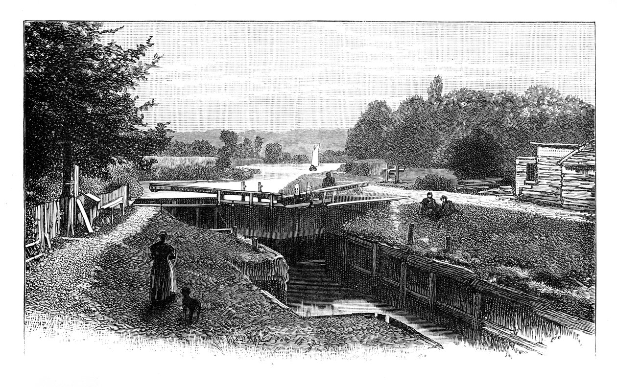Old Windsor Lock, Temze, Berkshire, 1888 alkotó: Unbekannt