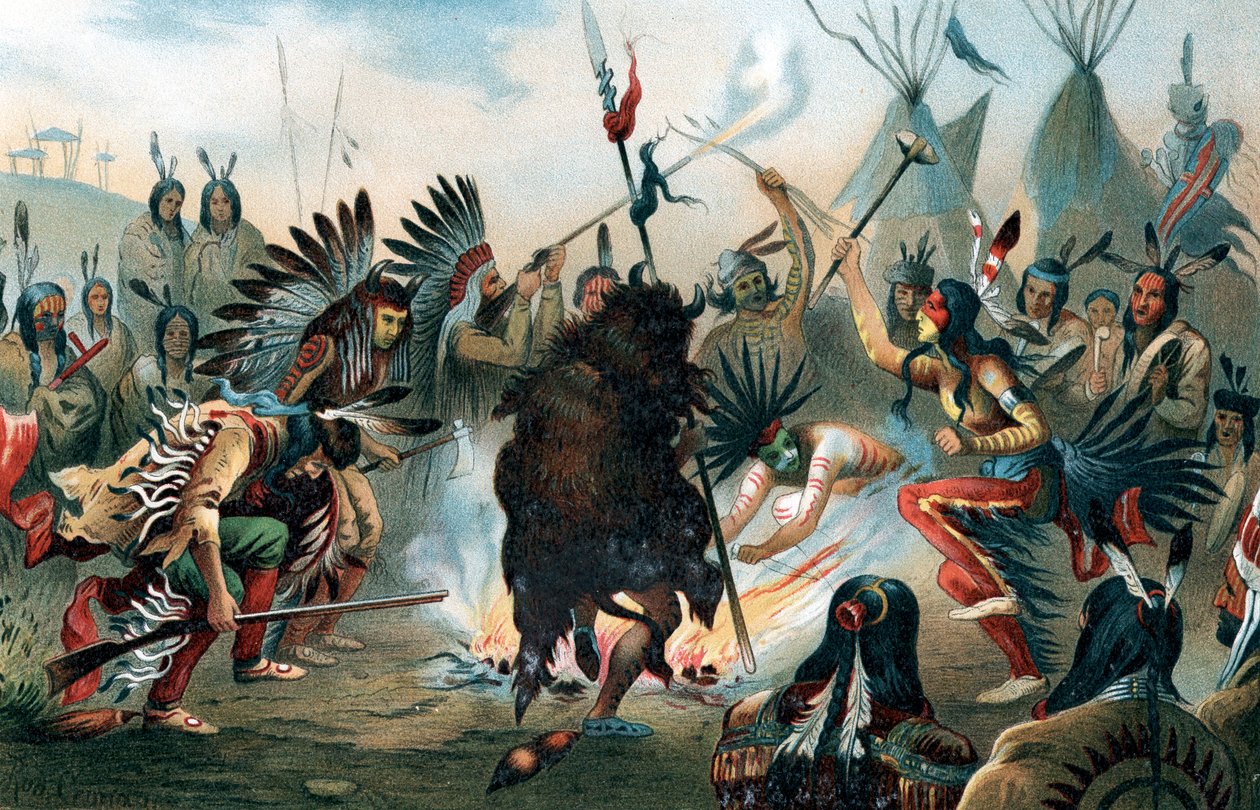 Egy sziú háborús tánc oleográfiája, 1890 alkotó: Unbekannt