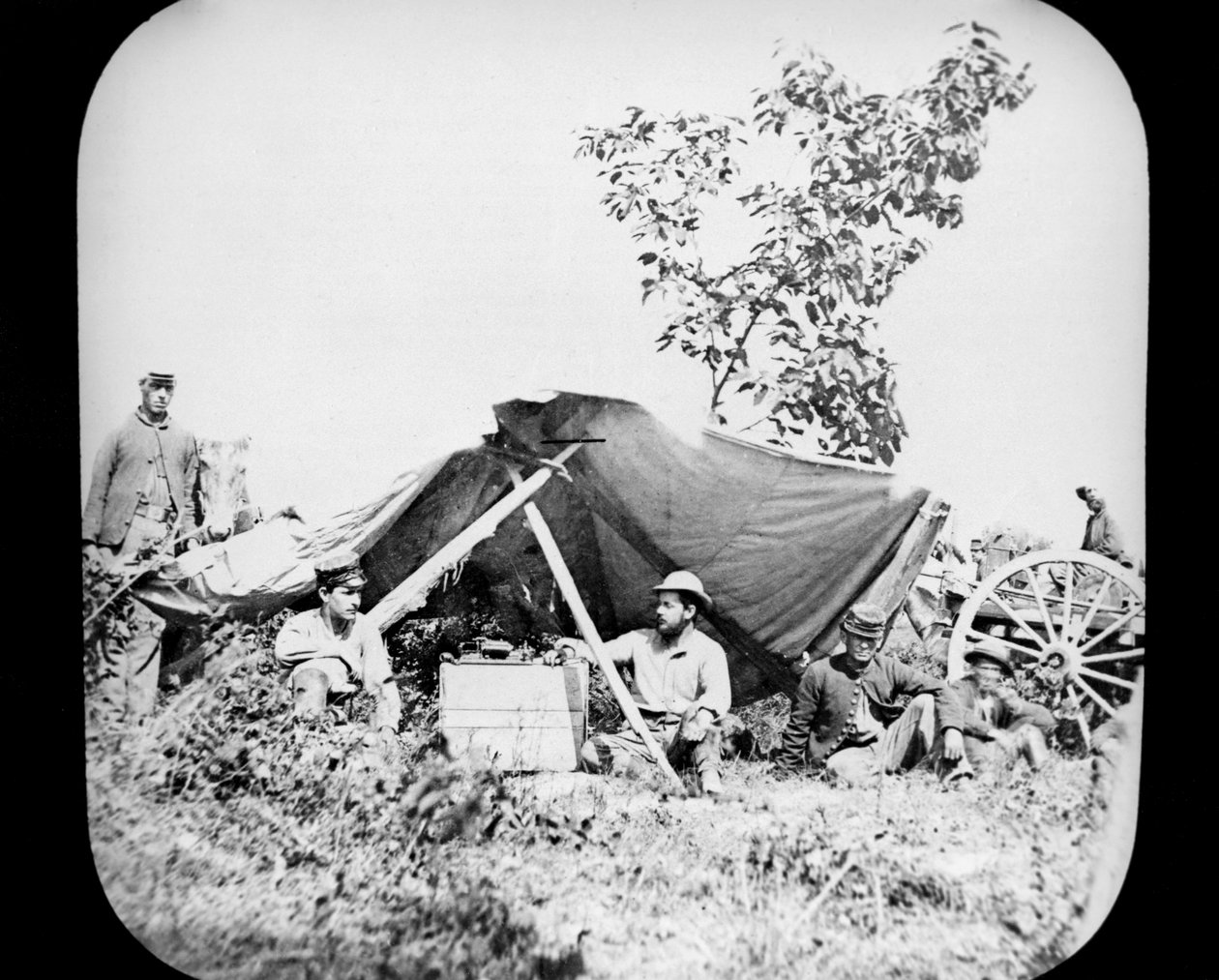 A General Grants Union Field Telegraph egyik állomása az amerikai polgárháború idején, 1861-1865 alkotó: Unbekannt