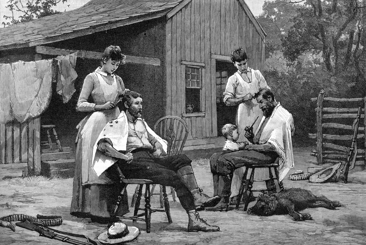Egy hölgy kötelessége – Hajvágás En Famille, 1889 alkotó: Unbekannt