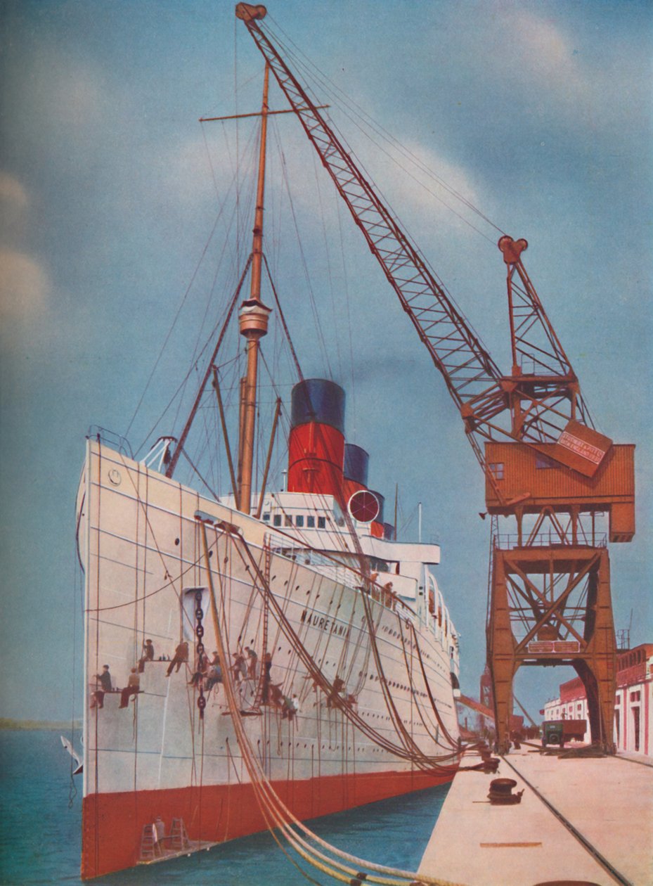 Az egyik legnépszerűbb transzatlanti vonalhajó, a Mauretania Southamptonban, 1937 alkotó: Unbekannt