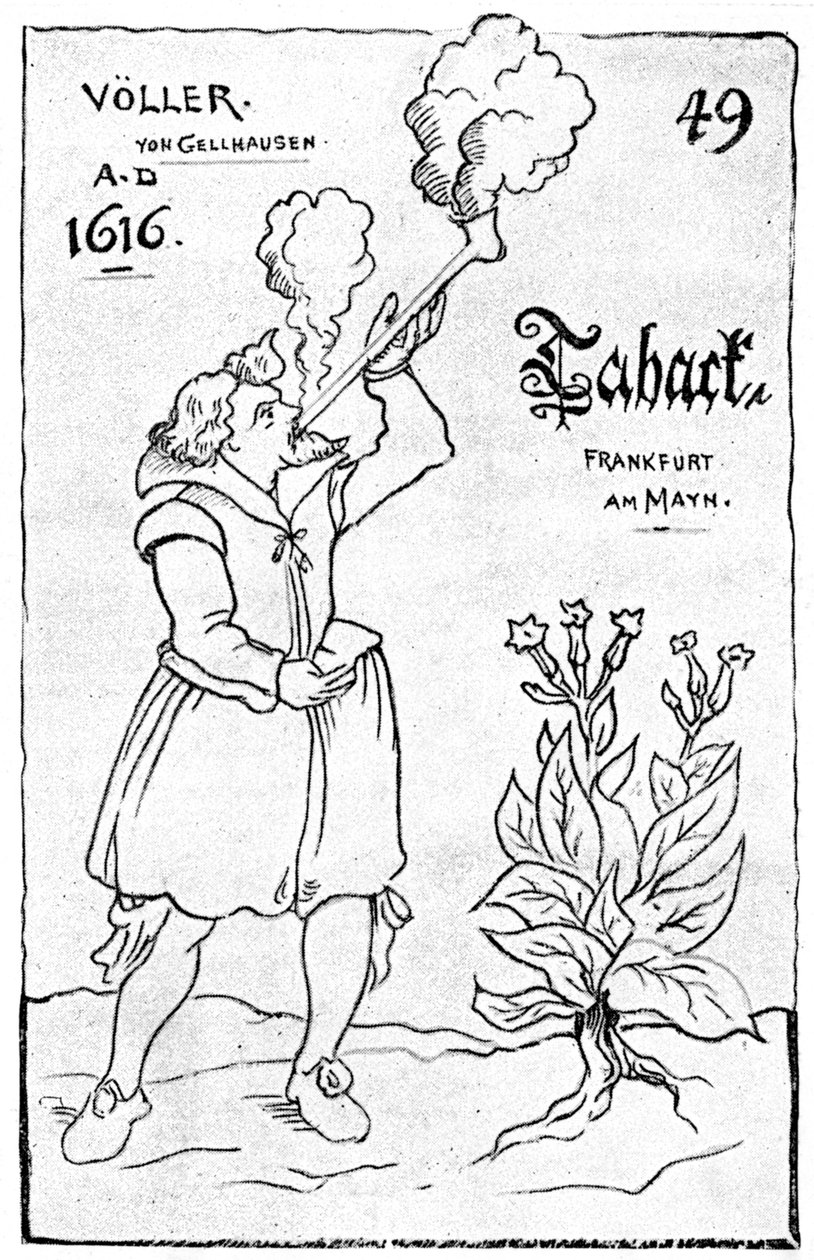 A dohányzás egyik legkorábbi illusztrációja, 1616 1890 alkotó: Unbekannt
