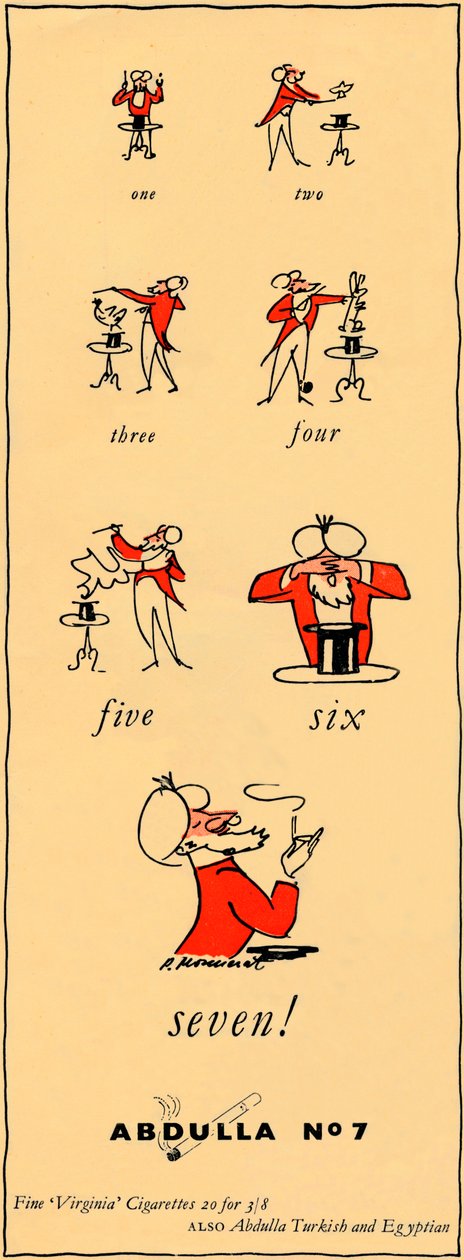 Egy, kettő, három, négy, öt, hat, hét - Abdulla No7, 1947 alkotó: Unbekannt