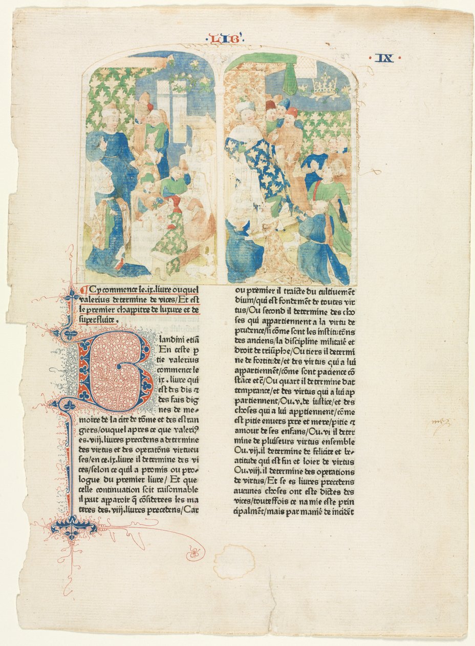 Valerius Maximuss IX. könyvének nyitóoldala 1476 alkotó: Unbekannt