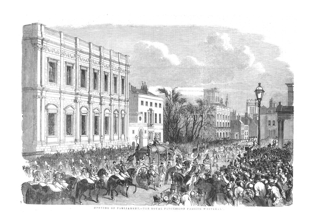 A Parlament megnyitása – A királyi körmenet a Whitehall mellett, 1854 alkotó: Unbekannt