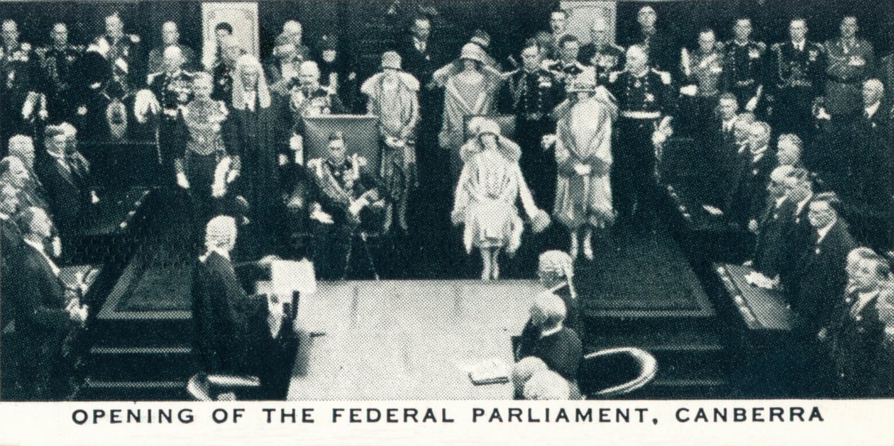 A szövetségi parlament megnyitása, Canberra, 1927, 1937 alkotó: Unbekannt