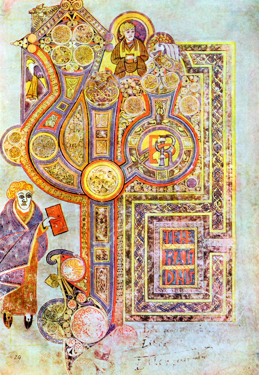 A St Matthews Gospel Liber Generationes nyitószavai, The Book of Kells, c800 alkotó: Unbekannt