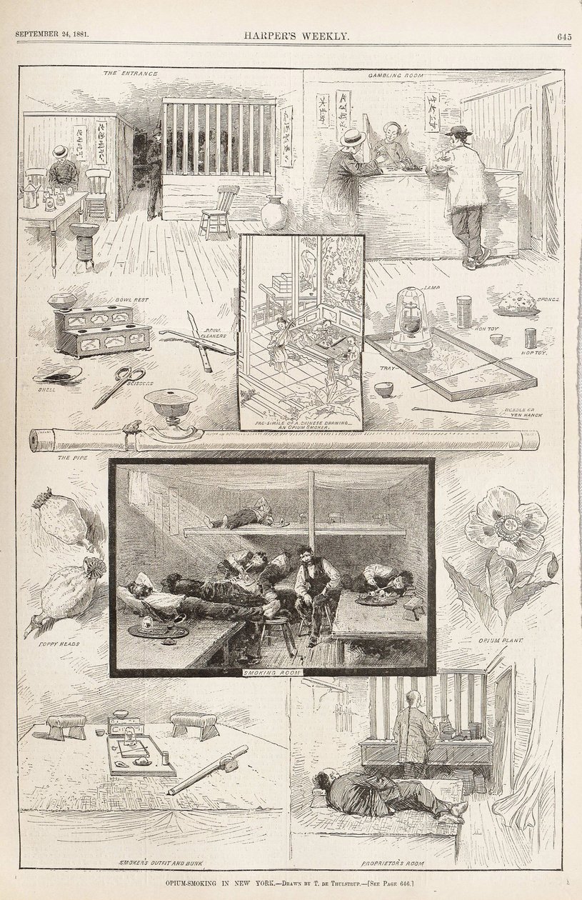 Ópiumdohányzás New Yorkban – Harpers Weekly, 1881. szeptember 24. alkotó: Unbekannt