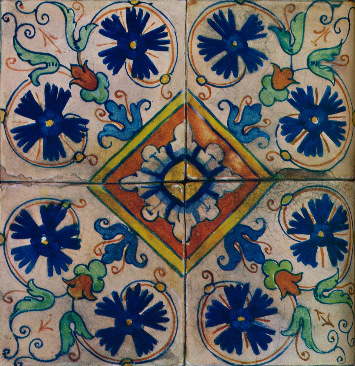 Dísz holland csempe, olasz hatás, c1600 alkotó: Unbekannt