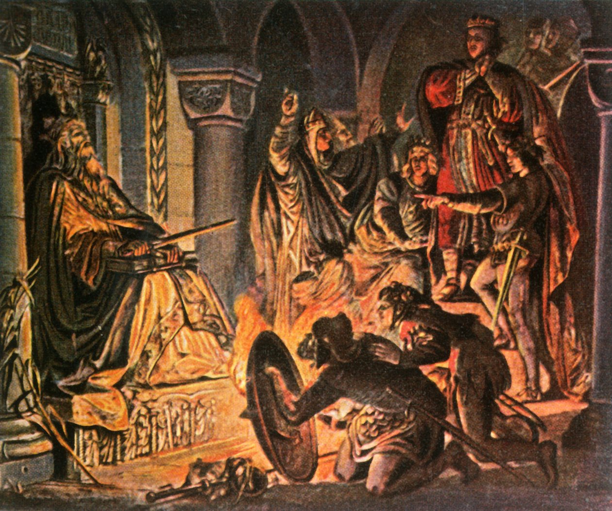III. Ottó felkeresi Nagy Károly sírját, i.sz. 1000-ben, 1936-ban. alkotó: Unbekannt