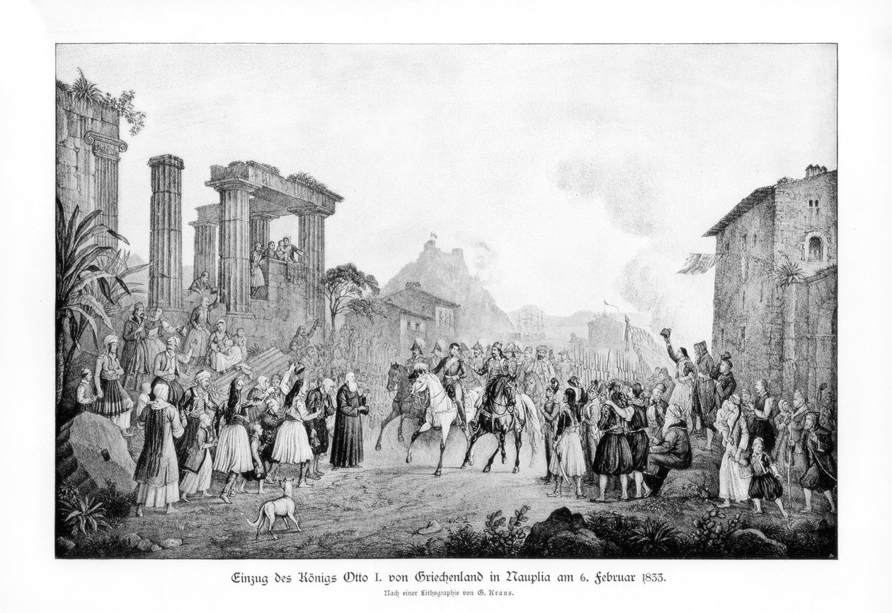 I. Ottó görög király partraszállás Naupliában, 1833. február 6., 1900. alkotó: Unbekannt