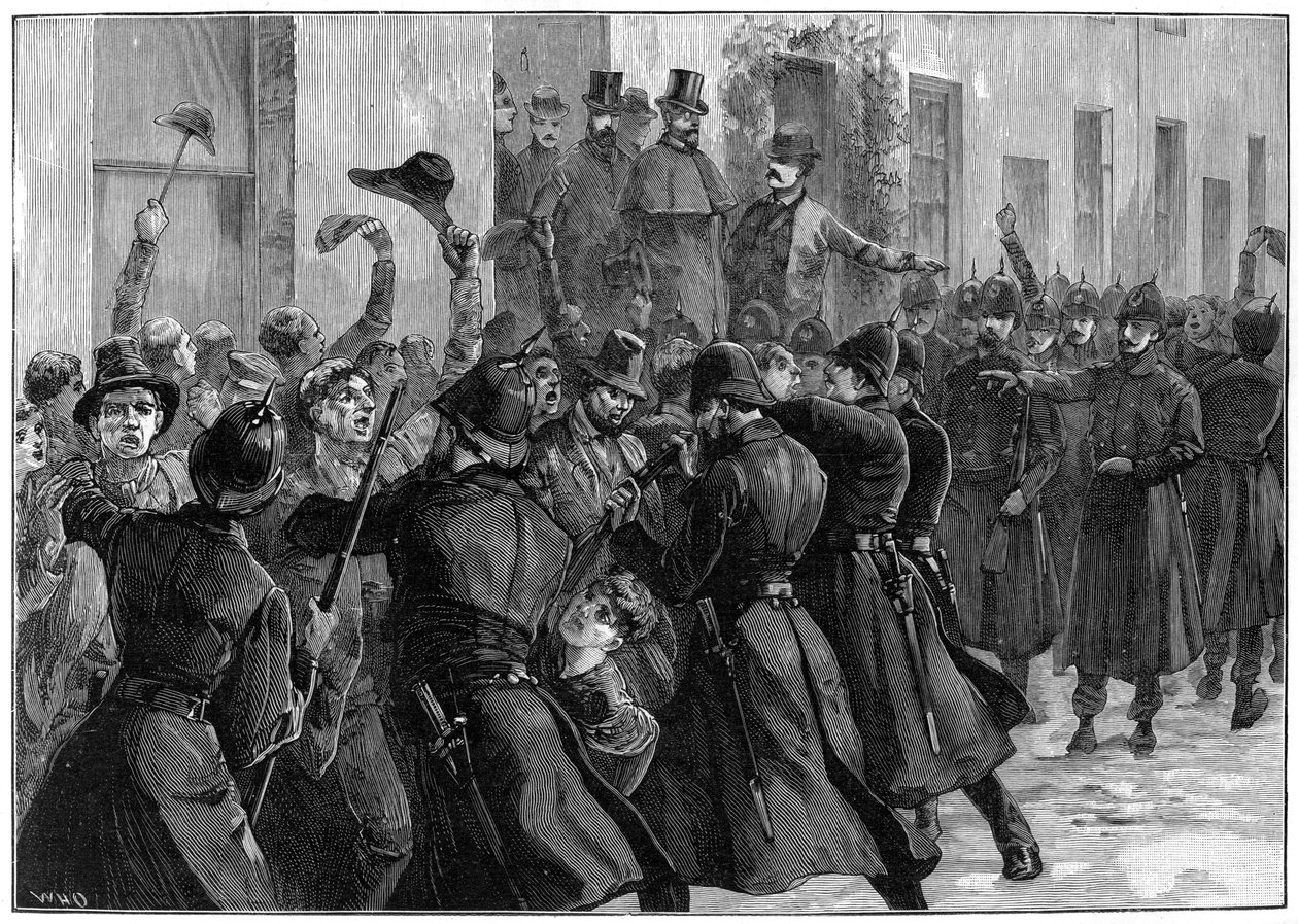 A Nemzeti Bérleti Hivatalon kívül OBrien és Dillon letartóztatása után, Loughrea, Írország, 1887 alkotó: Unbekannt
