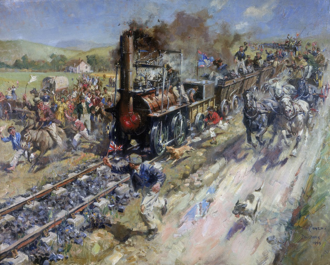A Stockton és Darlington Railway első nyilvános vonalának megnyitása alkotó: Unbekannt