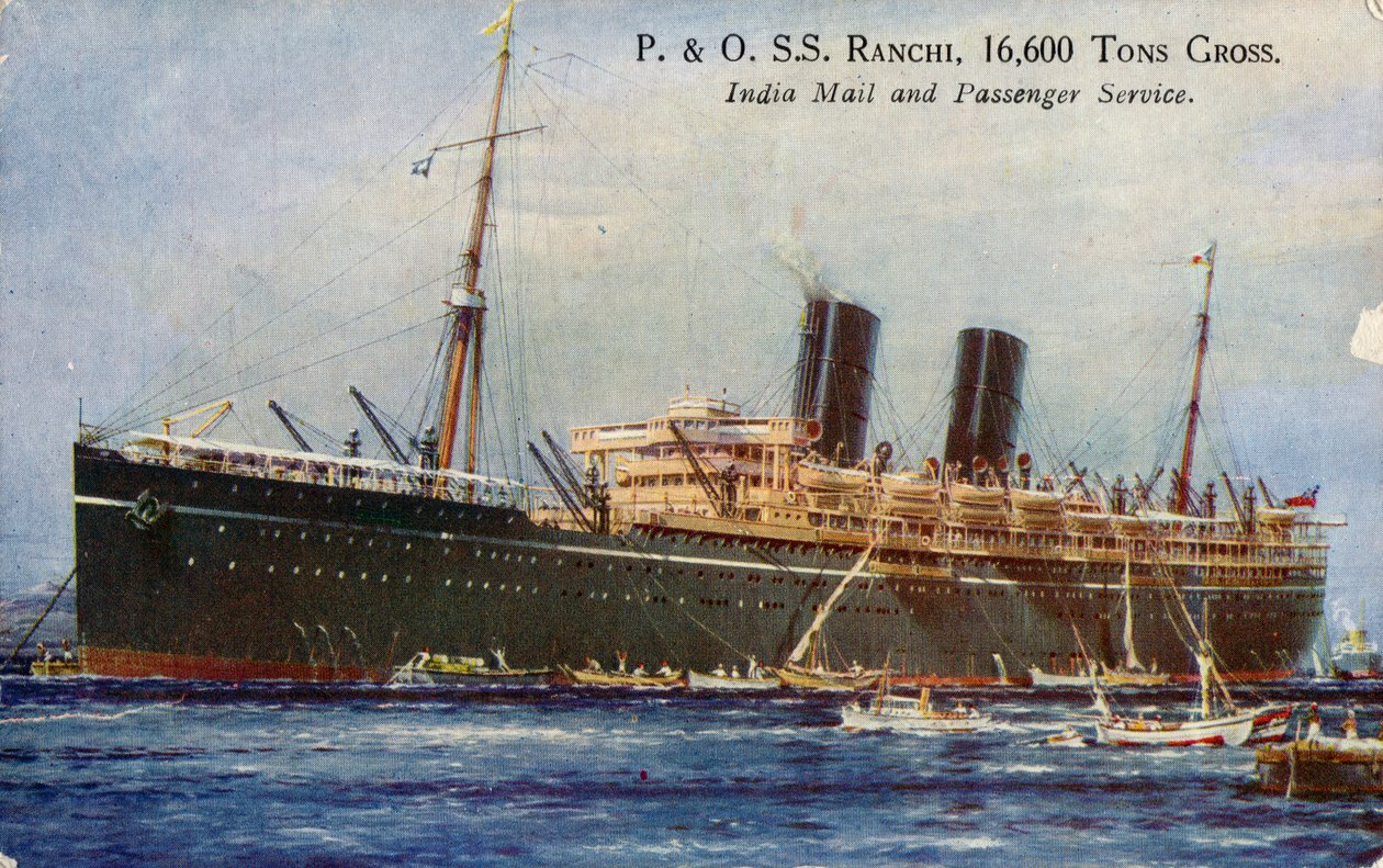 P. & O. S.S. Ranchi, 16 600 tonna bruttó, Indiai posta- és utasszolgálat, 1934. alkotó: Unbekannt