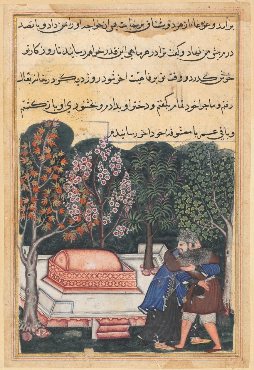 Oldal a Papagáj meséiből Tuti-nama: Negyvennyolcadik éjszaka: A bagdadi fiatalember..., c. 1560. alkotó: Unbekannt