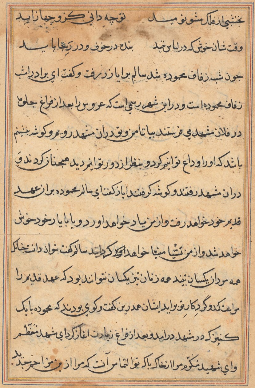 Oldal a Papagáj meséiből Tuti-nama: szövegoldal, c. 1560. alkotó: Unbekannt