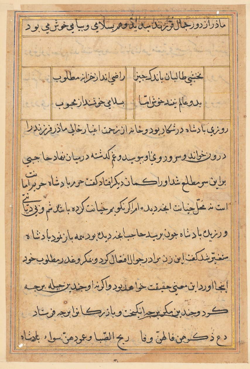 Oldal a Papagáj meséiből Tuti-nama: szövegoldal, c. 1560. alkotó: Unbekannt