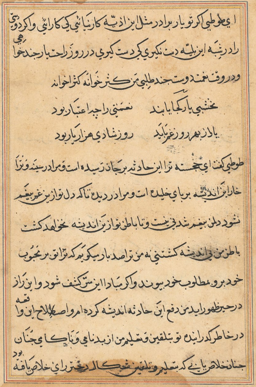 Oldal a Papagáj meséiből Tuti-nama: szövegoldal, c. 1560. alkotó: Unbekannt