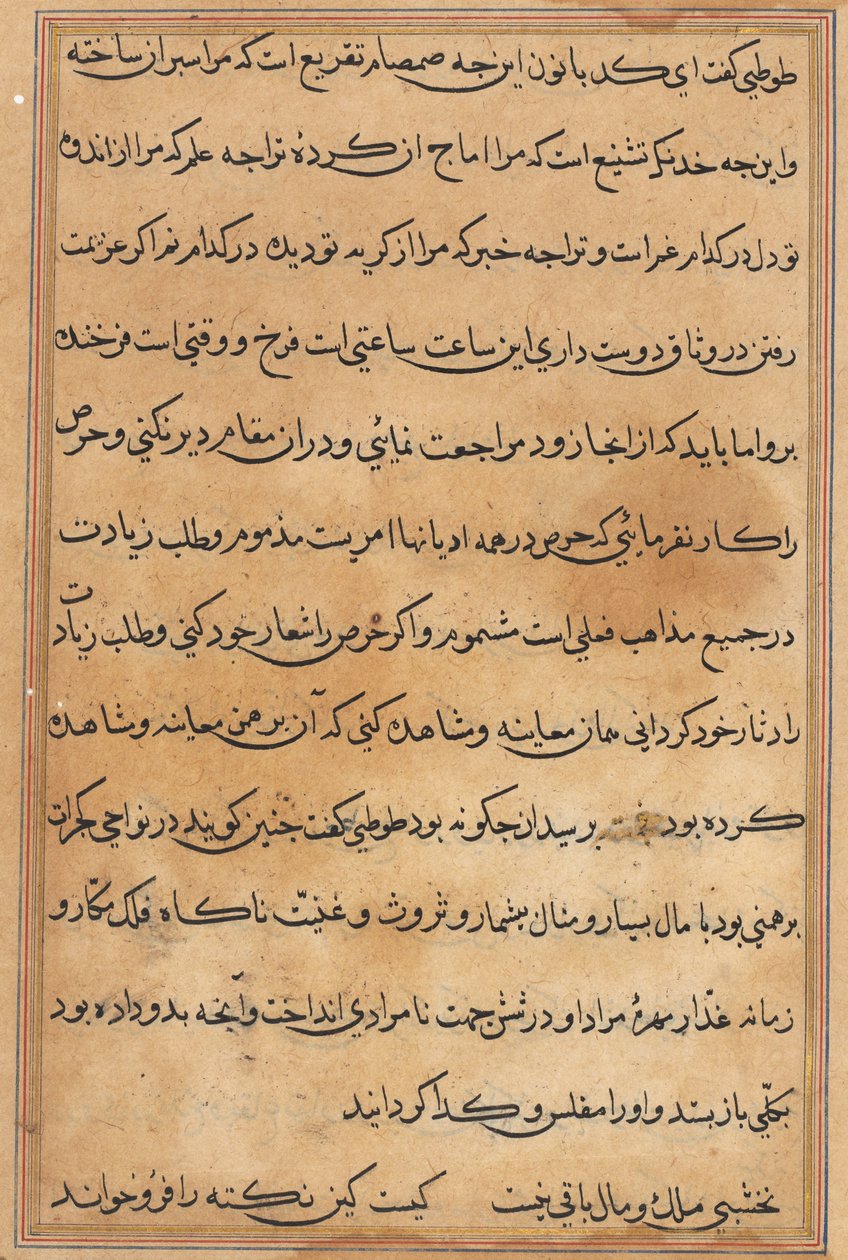 Oldal a Papagáj meséiből Tuti-nama: szövegoldal, c. 1560. alkotó: Unbekannt